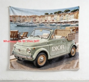 Dior Vintage Car Coastal Flannel Sofa Throw Blanket D364